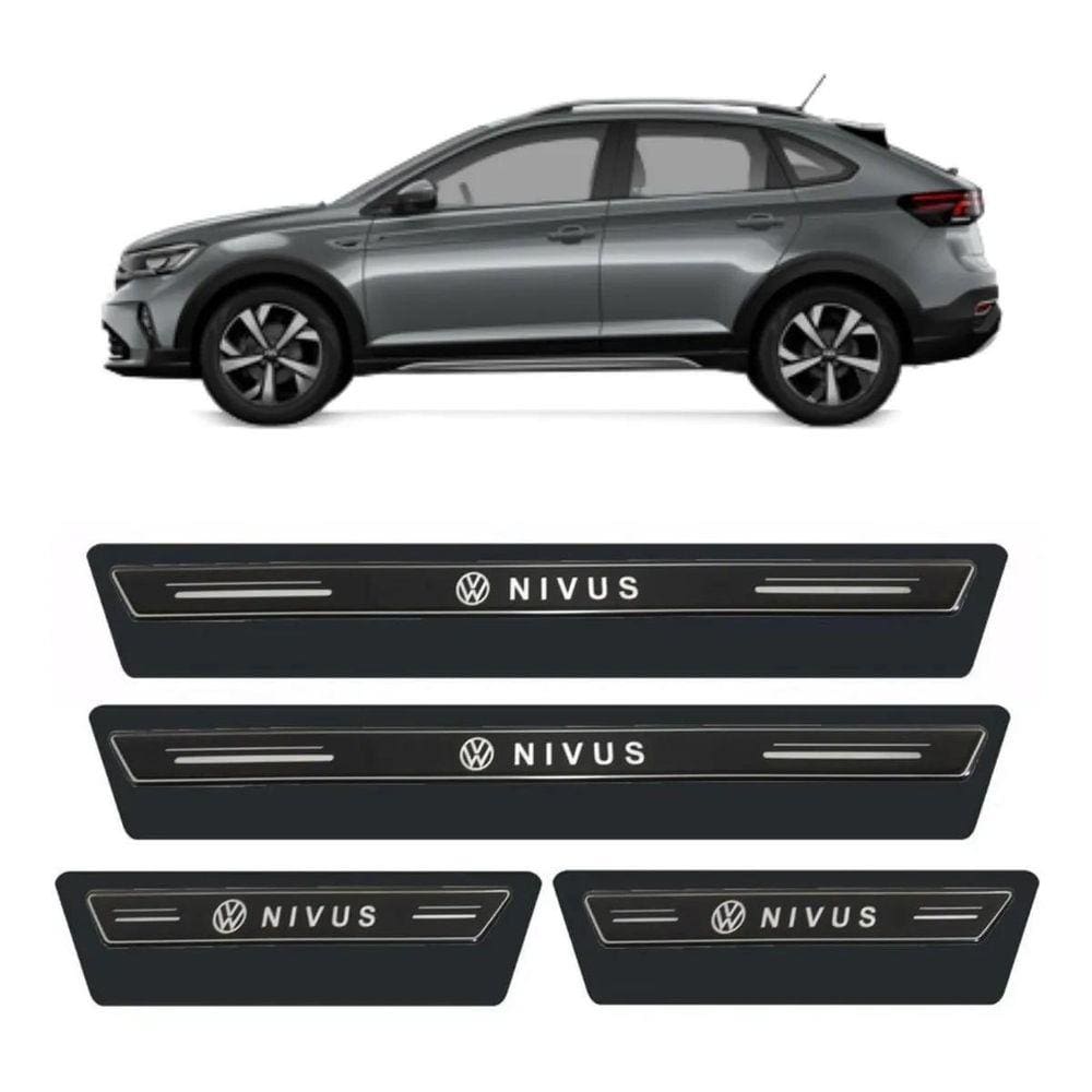 Kit Soleira Resinada Proteção Porta Volkswagen Nivus - Preto