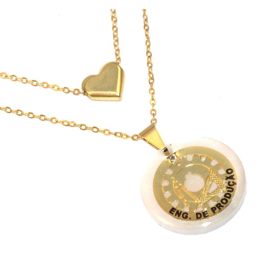 Colar Minha Profissão Engenharia Produção Folheado 18k