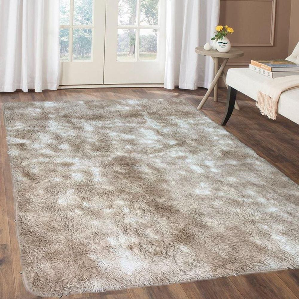 Tapete Felpudo Peludo Quarto Antiderrapante 2M Bege Palha