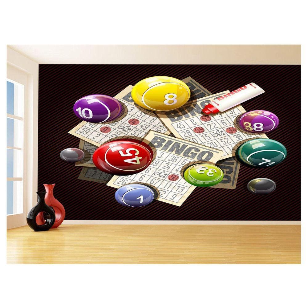Papel De Parede 3D Salão De Jogos Bingo Cartela 3,5M Jcs140