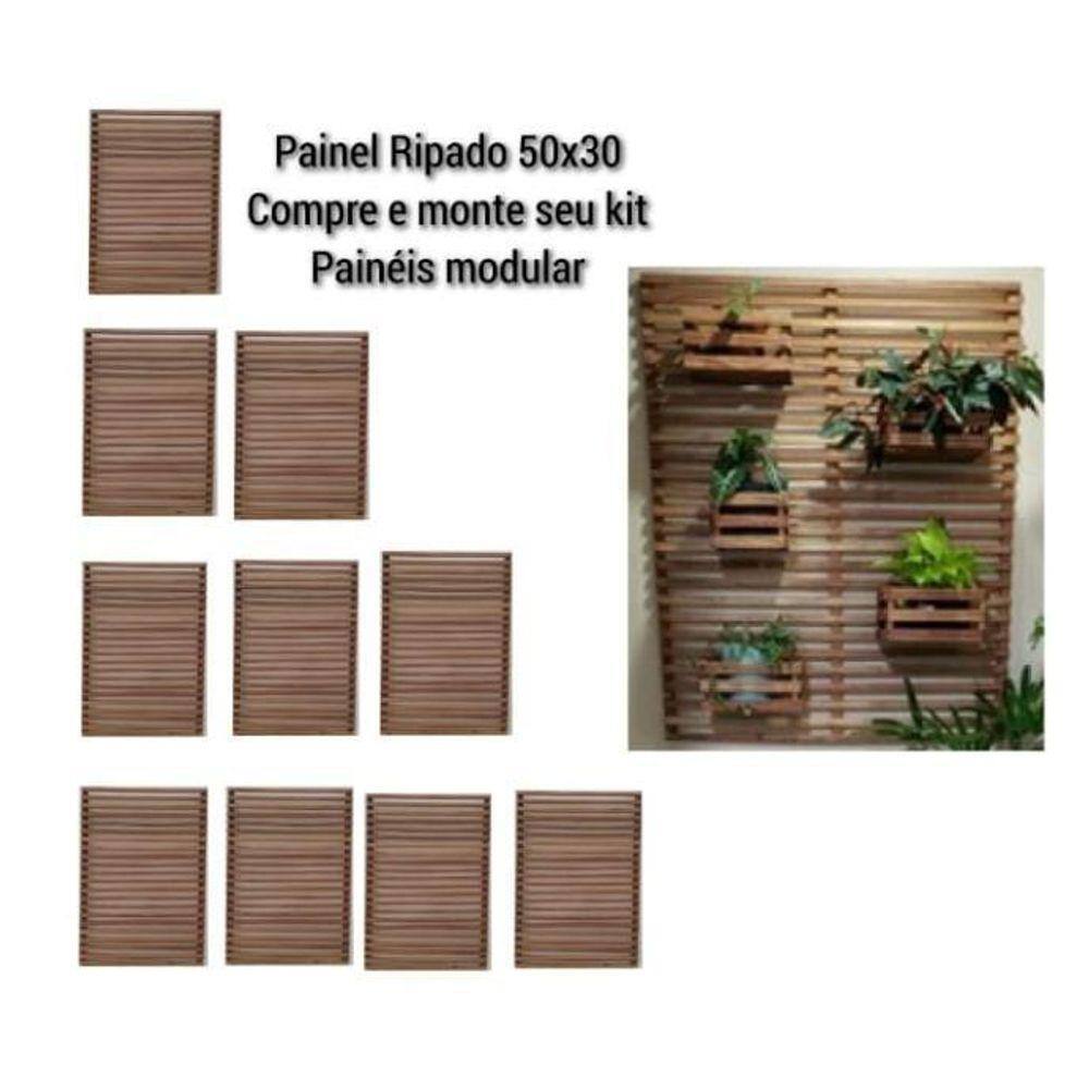 Jardim Vertical Madeira 0,50 X 0,30 3 Unid + 5 Cachepots