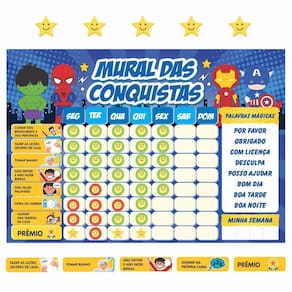 Quadro De Rotina Infantil Reforço Positivo Heróis Atividades