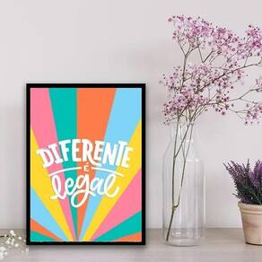 Quadro Frase Diferente É Legal 33X24Cm Vidro Preta