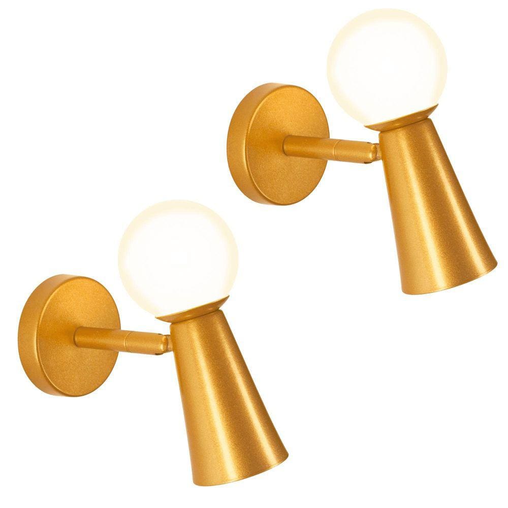 Kit 2 Luminárias Arandela Parede Globo Articulada Dourado