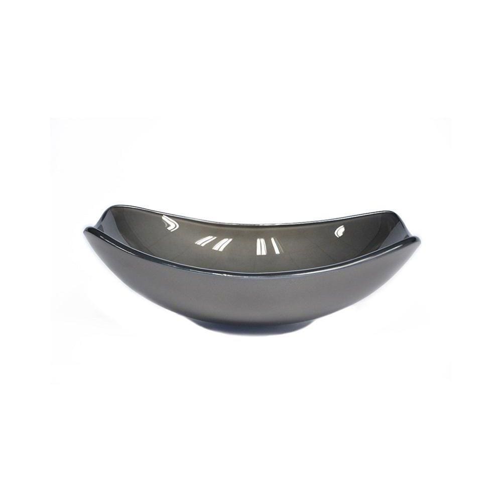 Cuba De Vidro Oval Chanfrada 51Cm Grafite