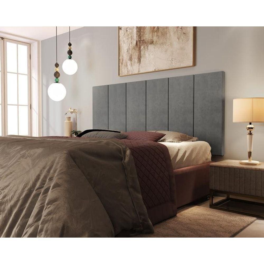 Painel Cabeceira Cama King 1,95 Million Cinza