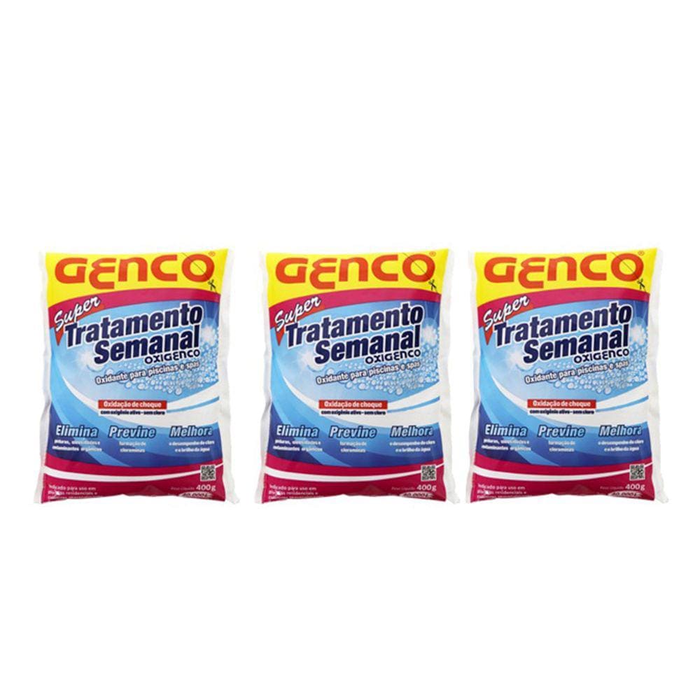 Kit 3 Oxigenco Tratamento Semanal Oxidante Para Piscinas