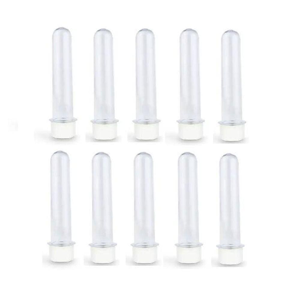 Kit 100 Tubete 12Cm Acrílico Tampa Branca / Transparente