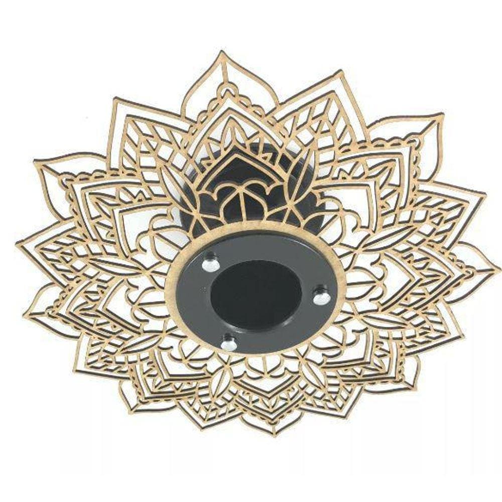 Luminária de Madeira - Plafon Mandala - Preto - MDF04