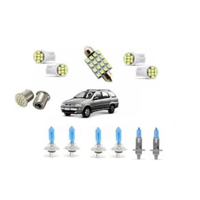 Kit Lâmpadas Led + Farol Fiat Strada Palio Siena 2001 A 2004