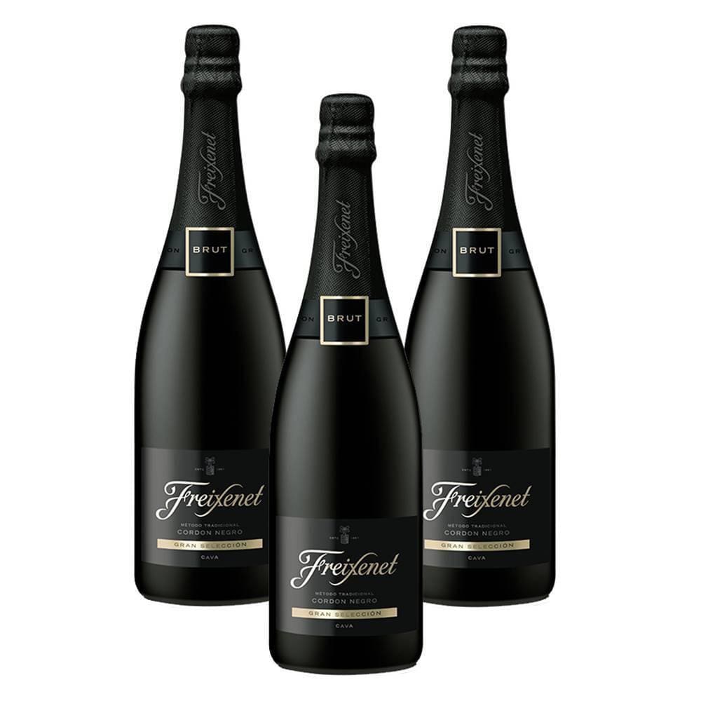 Kit 03 Unidades Espumante Freixenet Cordon Negro Brut 750Ml
