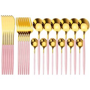 Conjunto De Talheres Slim Rosê- Aço Inoxidável - 24 Pçs
