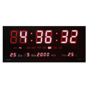 Relógio De Parede Led Digital Calendário Temperatura Alarme