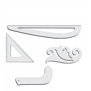 Kit Réguas Corte Costura Modelagem Alfaiate 8036 Acril Fenix
