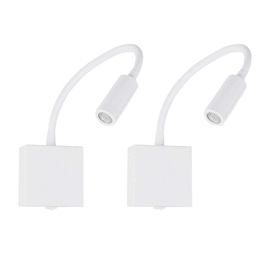 Arandela Leitura Led Articulada Branca 3W Cabeceira 2un