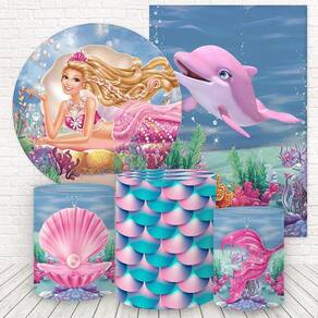 Kit 2 Painéis E Capas 3D Sublimado Barbie Sereia Fkpc-326