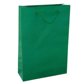 Kit 100 Sacolas Papel Verde Bandeira 25X17X6Cm Bolsa Festa