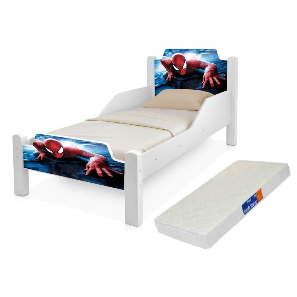 Mini Cama + Colchão P/ Crianças Homem Aranha