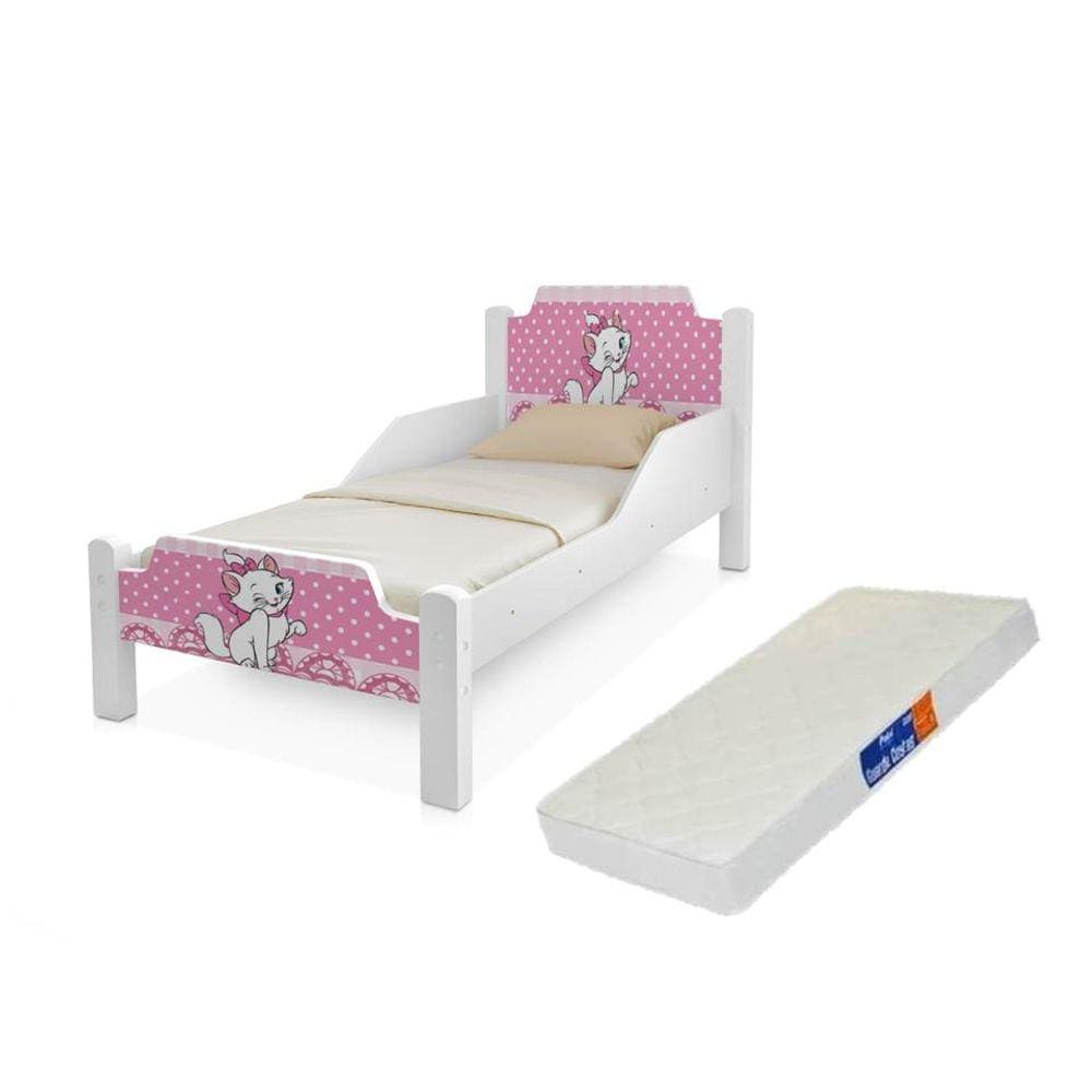 Mini Cama Da Gatinha Marie Branca colchão incluso