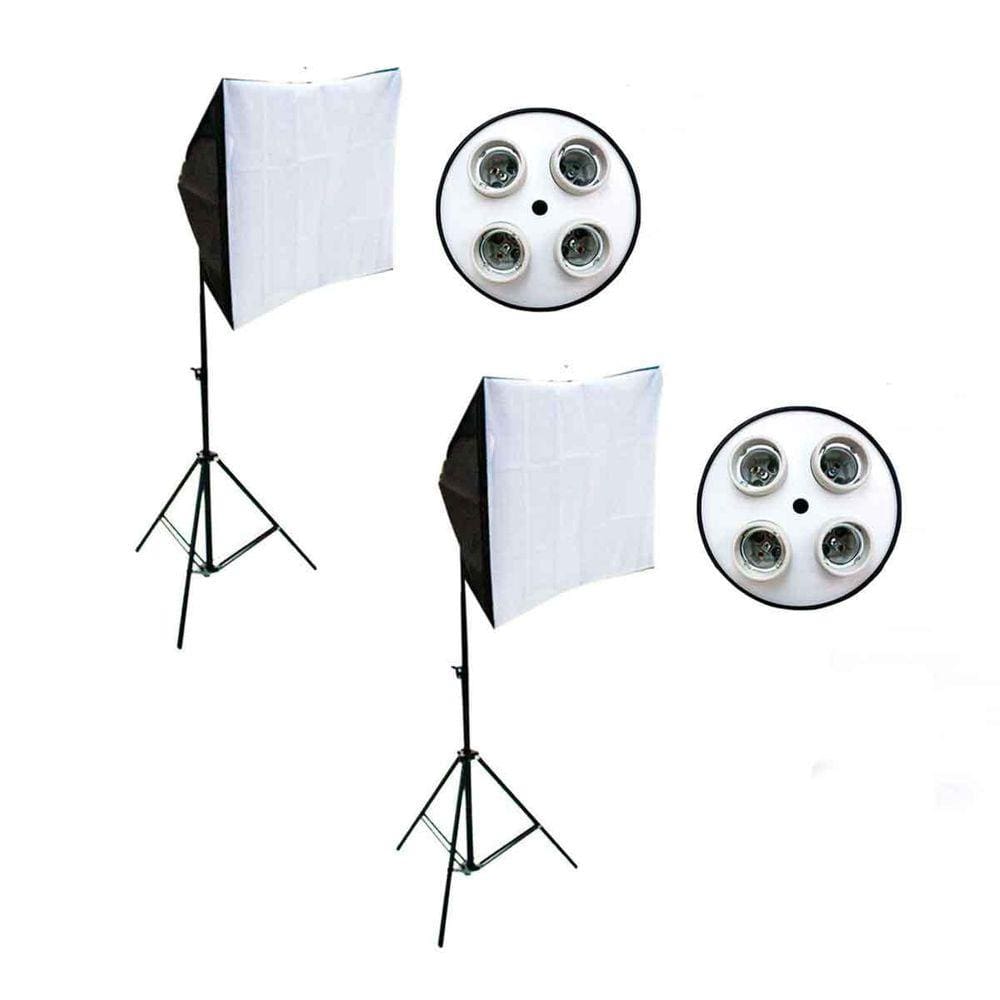 Kit 2X Softbox 50X70 Cm Quadruplo Luz Contínua + Tripé 2M