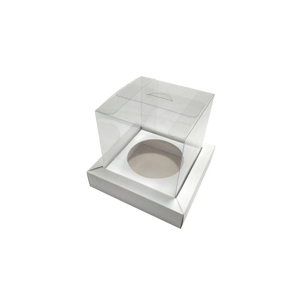 Caixa Para Panetone 10X10X12Cm Branco Com Borda Kit 30Und