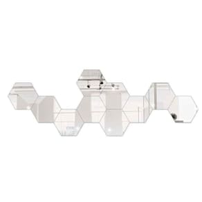 Espelho Acrílico Decorativo Hexagonal Prata 25 Peças