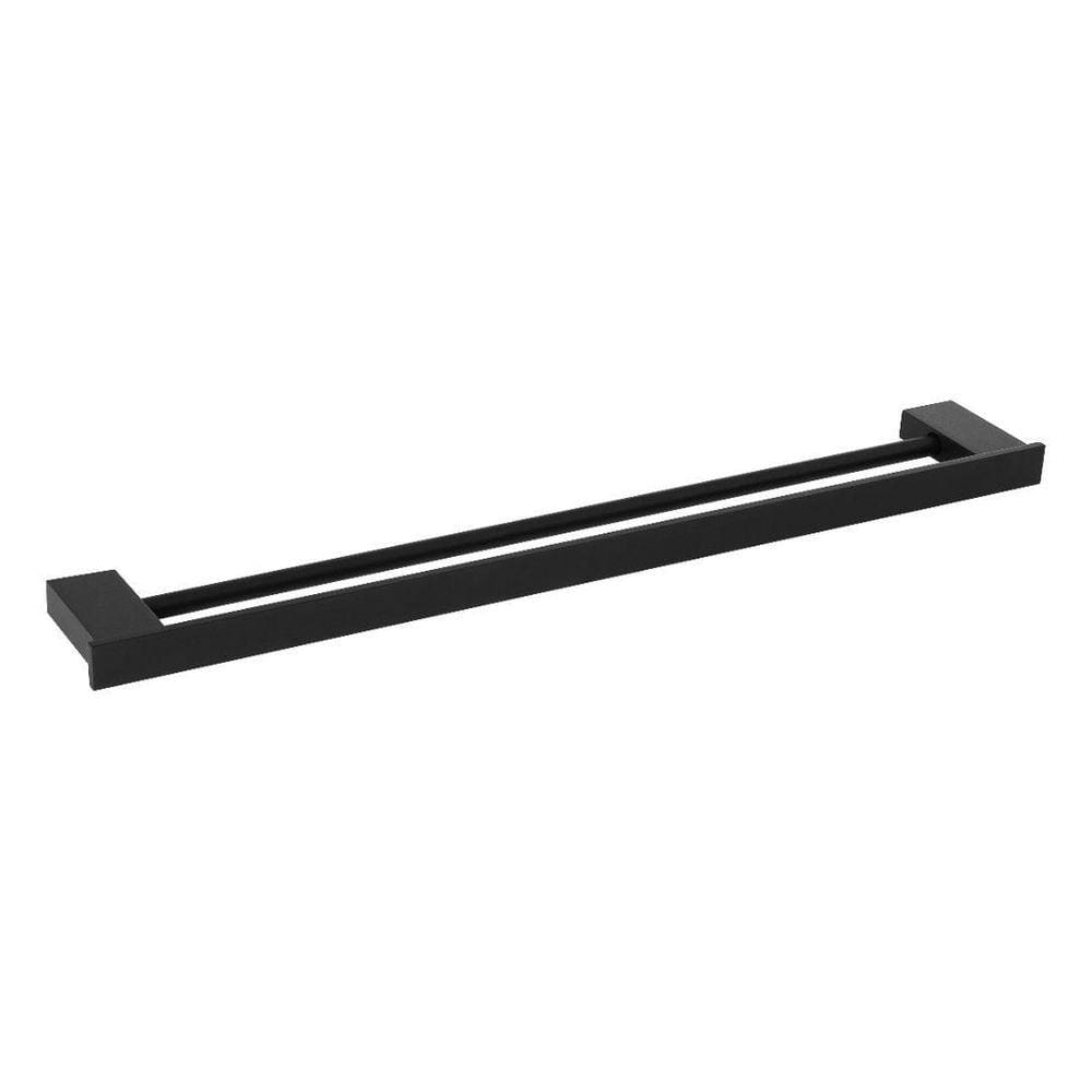 Porta Toalhas De Banho Duplo Master Preto Fosco 60Cm