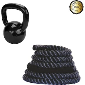 Kit Corda Naval 10 Mt + Kettlebell Emborrachado Treinamento