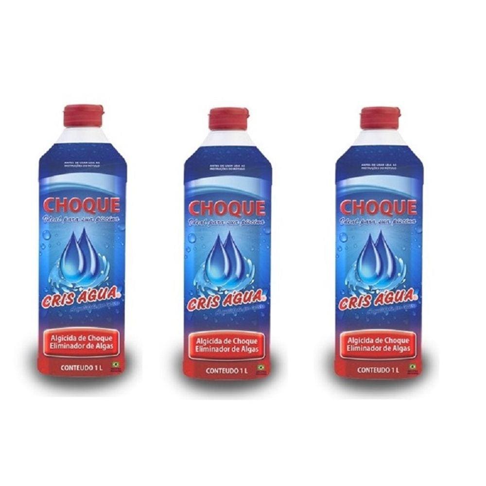 Kit 3 algicidas de choque cris água eliminador de algas