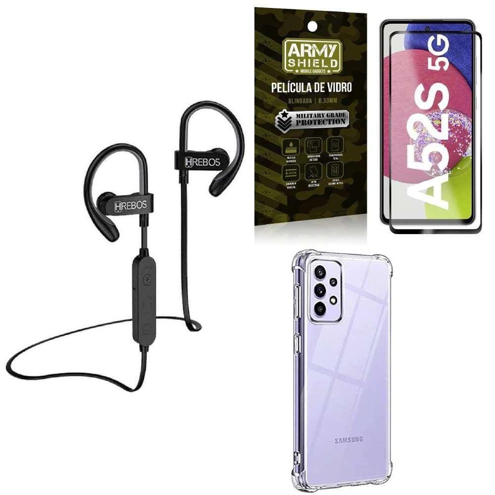 Capinha Samsung A52S + Fone Bluetooth Hs188 + Película 3D
