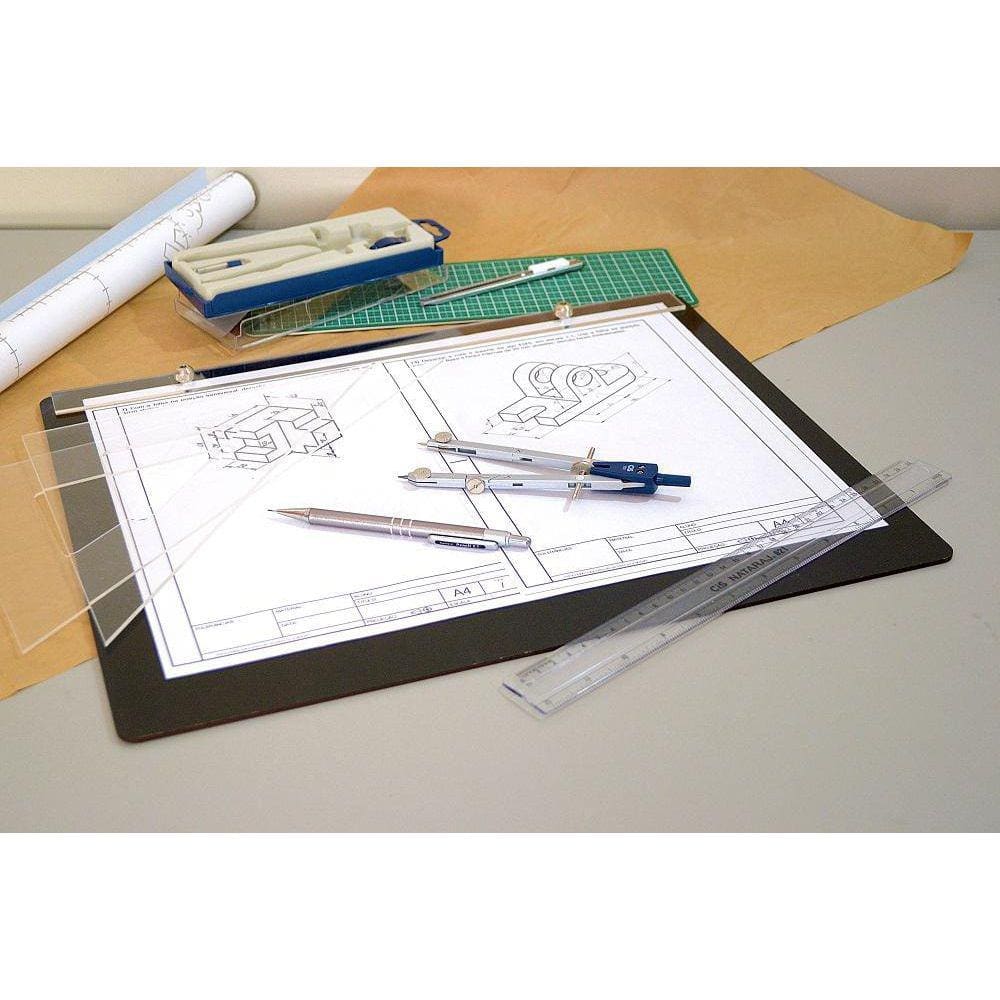 Kit Desenho Técnico Prancheta A3 Preta Esquadro 32Cm Cis303
