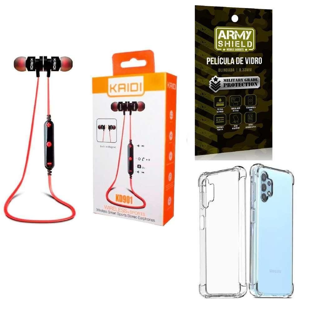Kit Capa Samsung A32 4G + Fone Esportivo E Película De Vidro