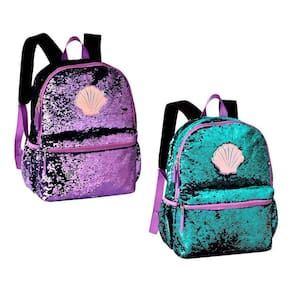 Mochila Infantil Escolar Sereia Paete Roxa E Verde Feminina