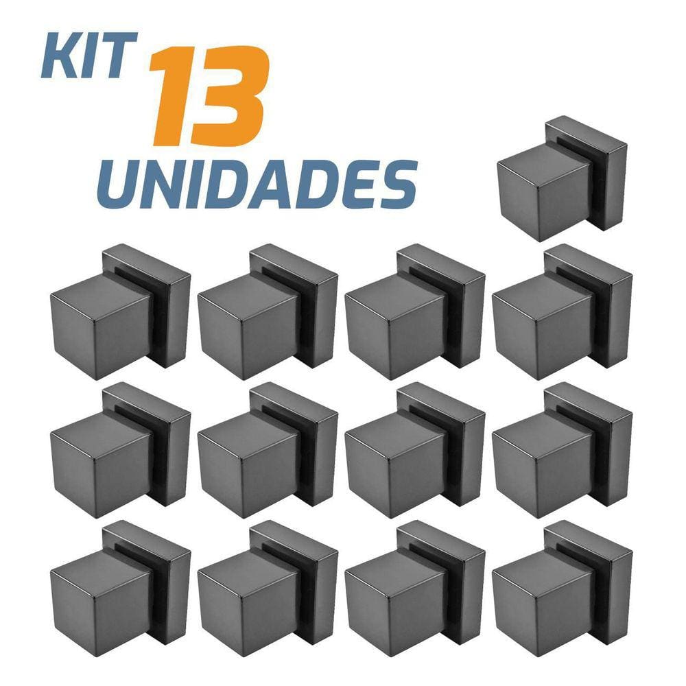 Kit 13 Acabamento Quadrado Preto Registro Pressão Deca