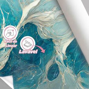Papel De Parede Painel 3D Mármore Branco Azul Claro 1M