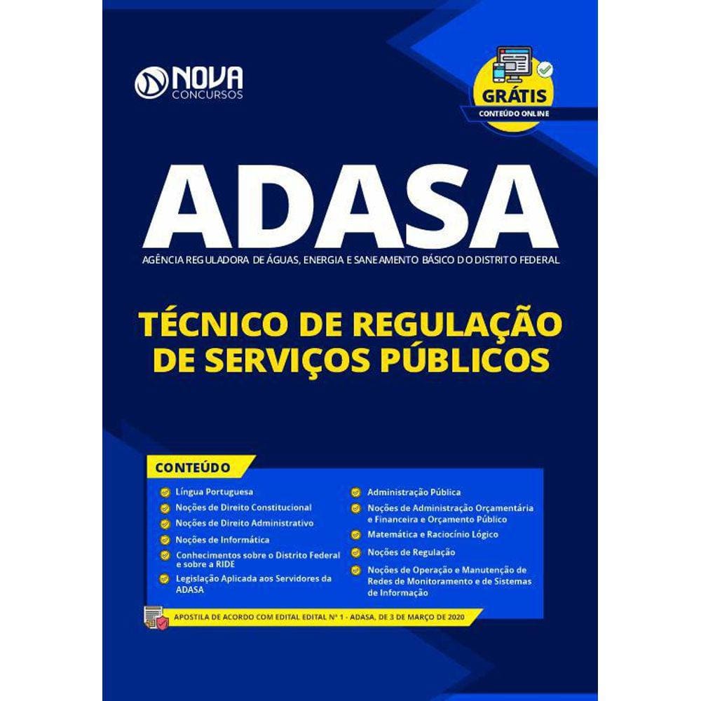 Apostila ADASA 2020 - Técnico de Regulação