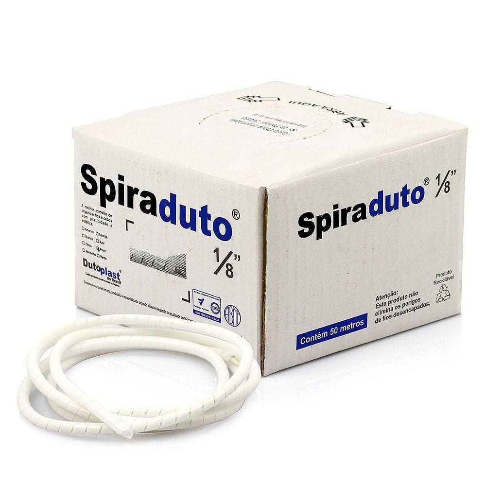 Organizador De Fios E Cabos Spiraduto 1/8 Branco - 30 Mt