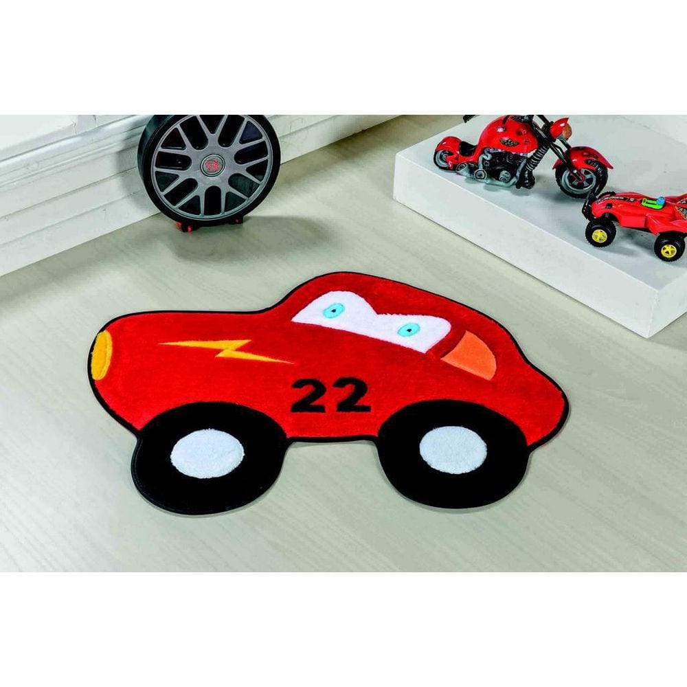 Tapete Formato Feltro Antiderrapante Carrinho 22 Vermelho