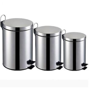 Kit Lixeira de Inox  12 Litros, 5 Litros, 3 Litros com Pedal
