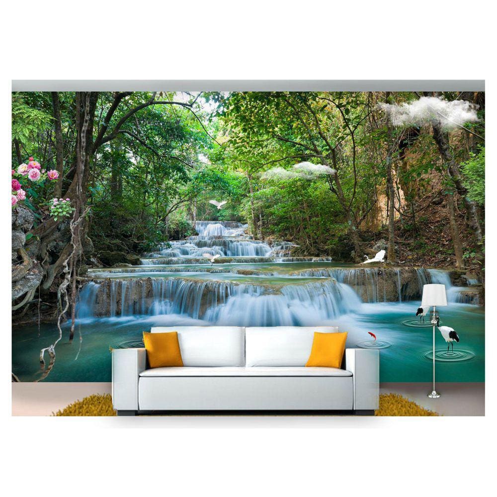 Papel De Parede Cachoeiras Animais Pássaros 3D 7,50M² Xch01
