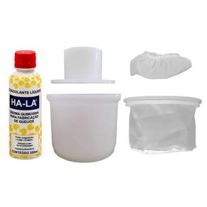 Kit Forma Queijo Minas Cp500 Prensa Dessorador Touca Coalho