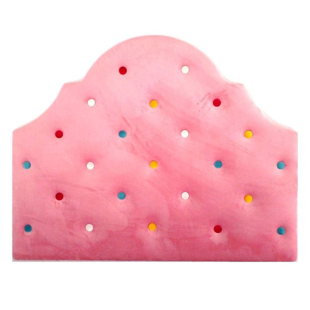 Cabeceira Solteiro Bella Colours Veludo Rose Botão Colorido