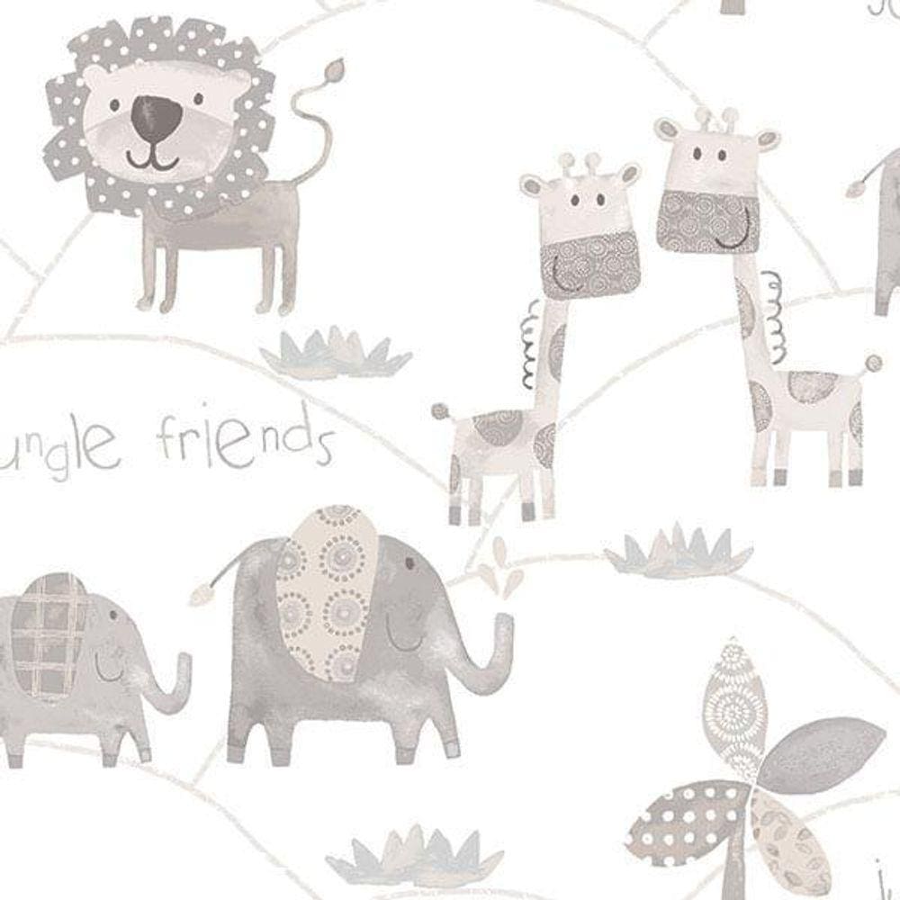 Papel Parede Just 4 Kids Amigos Da Selva G56505 Rolo: 10M X
