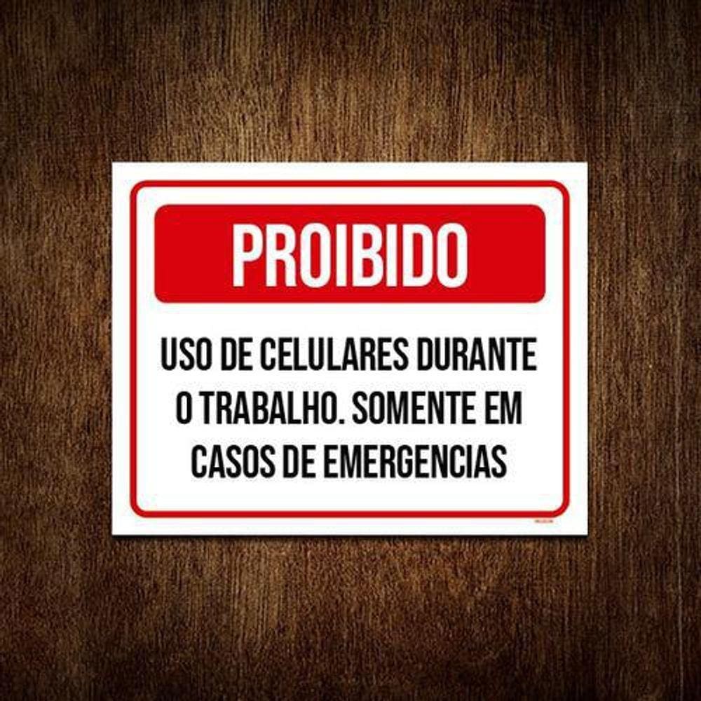 Kit 5 Placas Proibido Uso Celulare Durante Trabalho