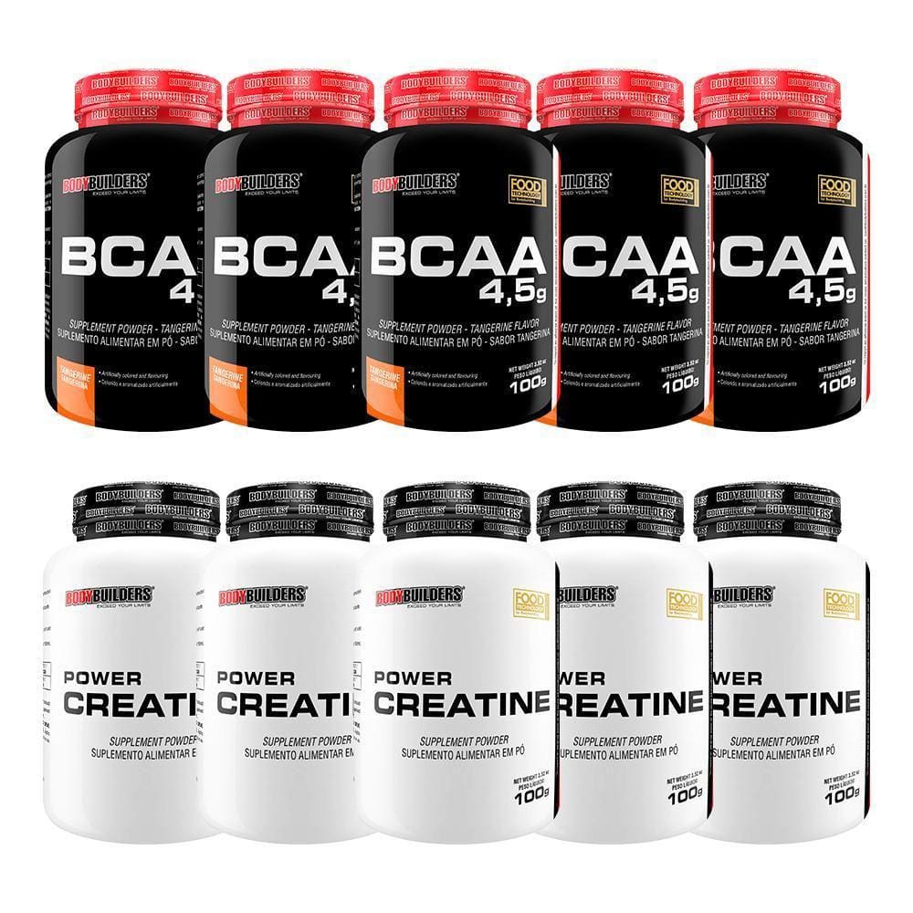 Kit 5X Bcaa 4.5 Tangerina 100G+ 5X Power Creatina 100G