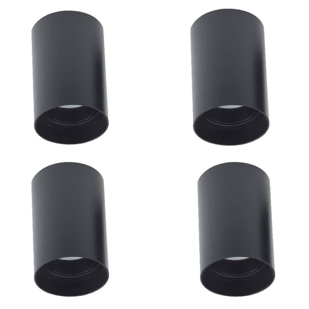 Kit 4 Spot Sobrepor Redondo Preto Direcionavel Closet