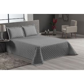 Kit Jogo De Cama Cinza Casal Padrão 4 Peças Veneza Lençol