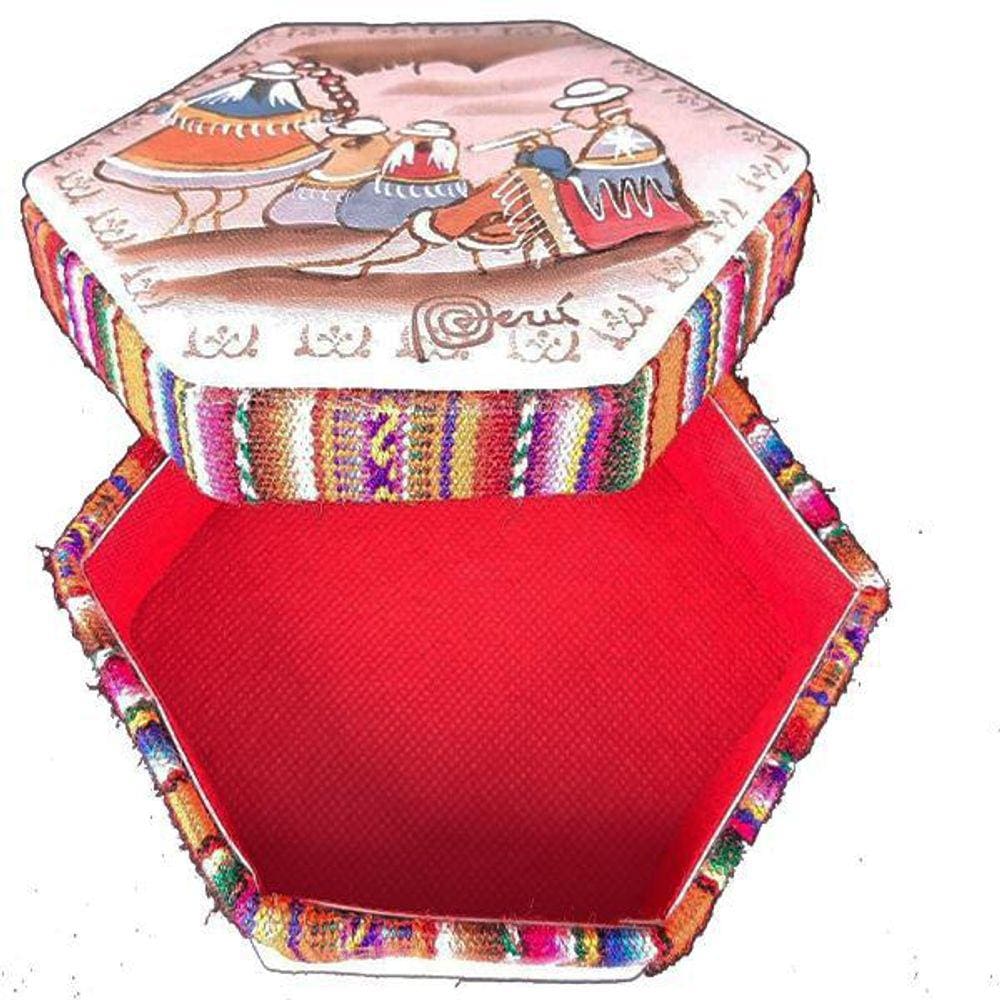 Caixa Porta Jóias Peruana Hexagonal Forrada Vital