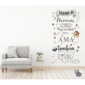 Adesivo De Parede Frase Para Pet Shop E Veterinária 95X45Cm