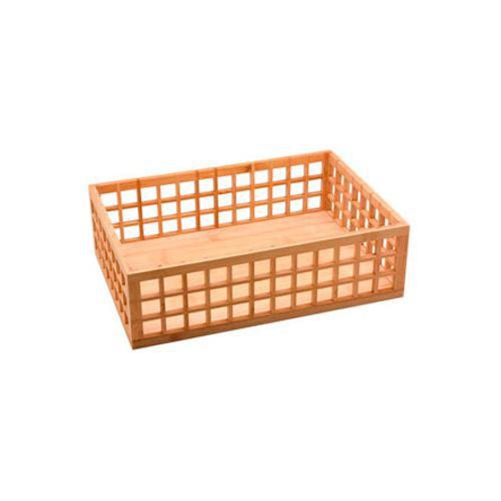 Cesto De Bambu Quadrado Vazado 39x27x12 Cm